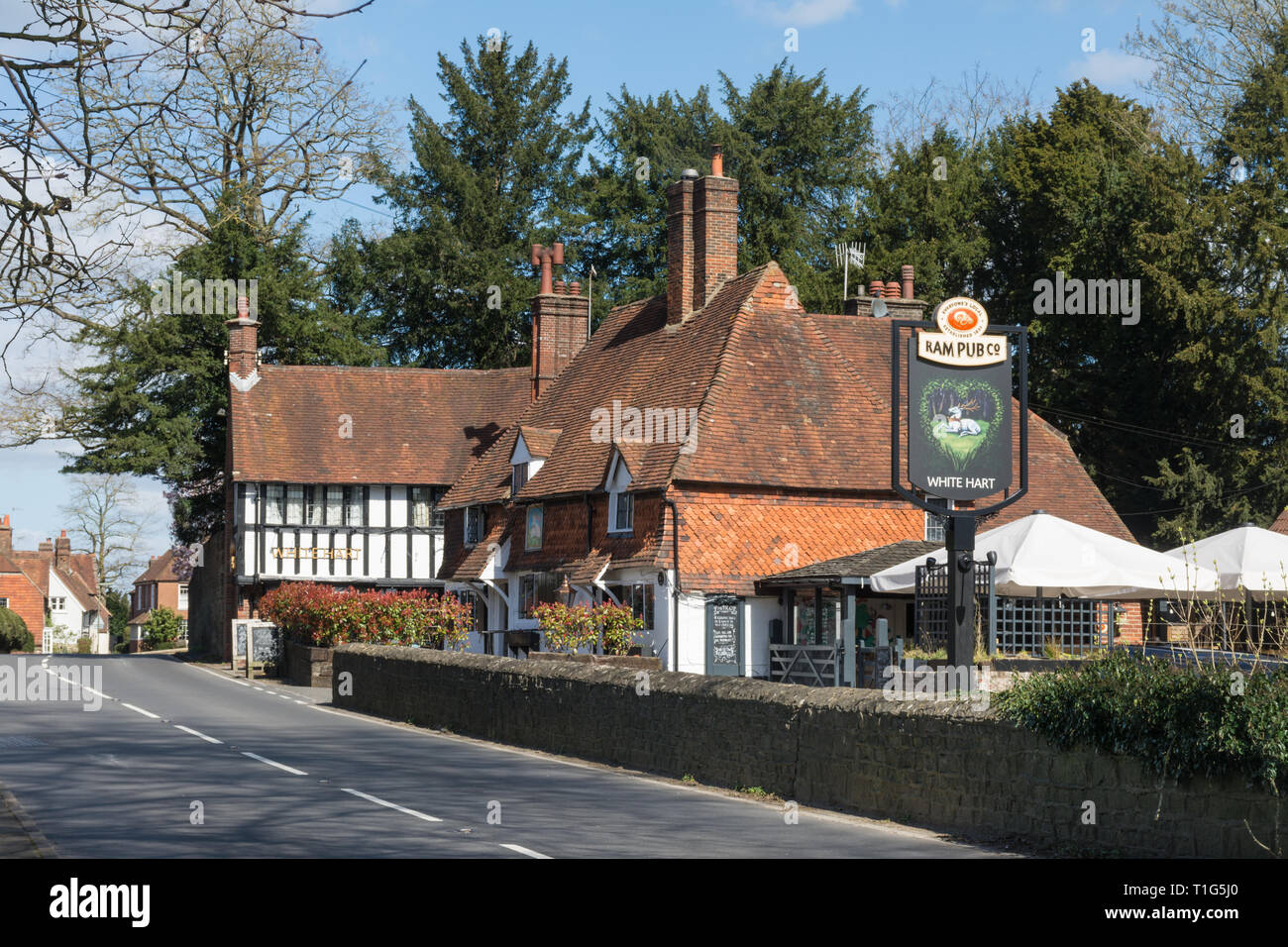 Das White Hart Pub oder Public House, ein RAM-pub Co (Firma), Witley, Surrey, Großbritannien Stockfoto