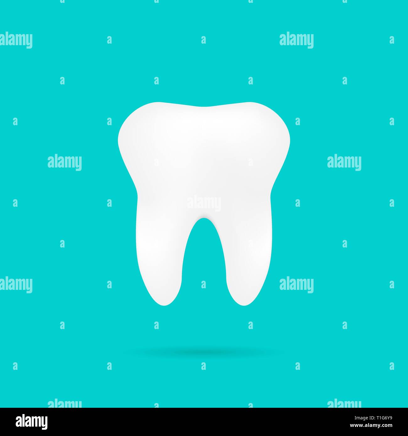 Zahn auf Türkisfarbenem Hintergrund mit Schatten, Vector Illustration Stock Vektor