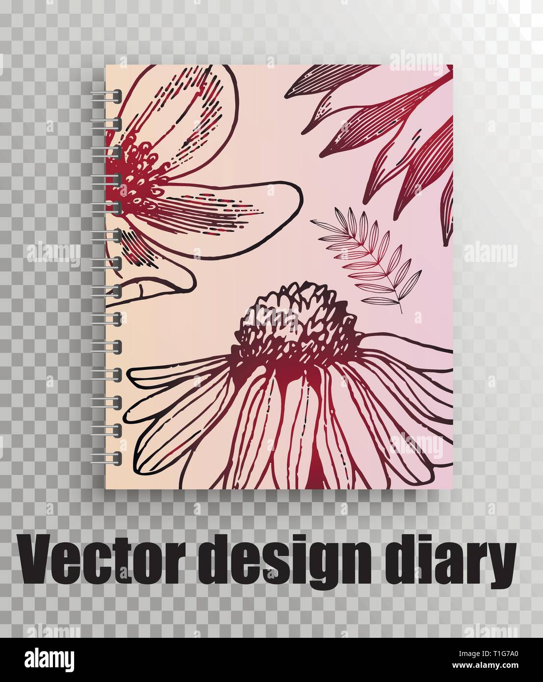 Vektor Layout Design für Abdeckung Tagebuch, Notizblock. Wildblumen Stock Vektor