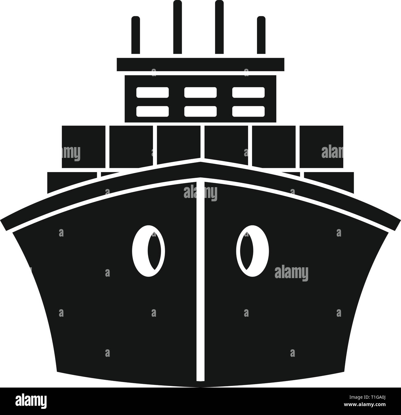 Vordere Containerschiff Symbol. Einfache Abbildung der Vorderseite Containerschiff vektor Symbol für Web Design auf weißem Hintergrund Stock Vektor