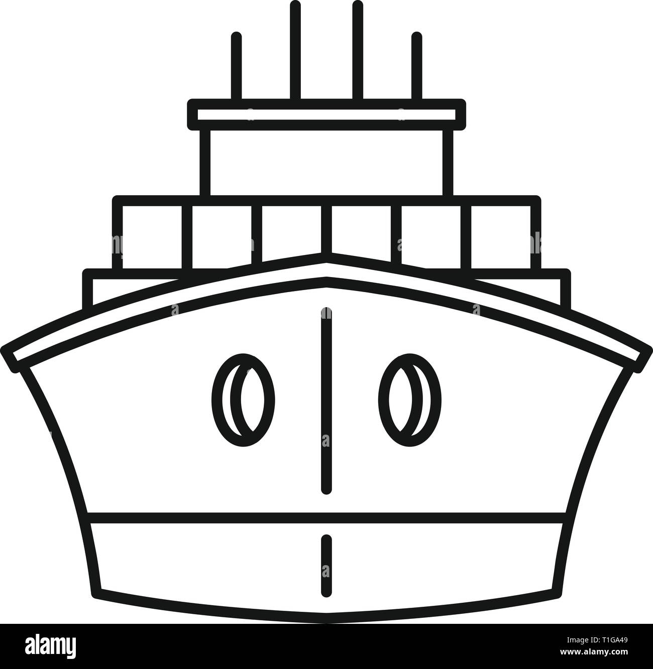 Vordere Containerschiff Symbol. Umrisse vorne Containerschiff vektor Symbol für Web Design auf weißem Hintergrund Stock Vektor