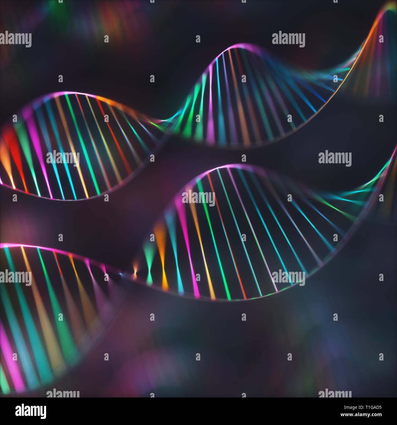 Bild von den genetischen Code der DNA. Konzept Bild für den Einsatz als Hintergrund. Farbige 3D-Darstellung. Stockfoto