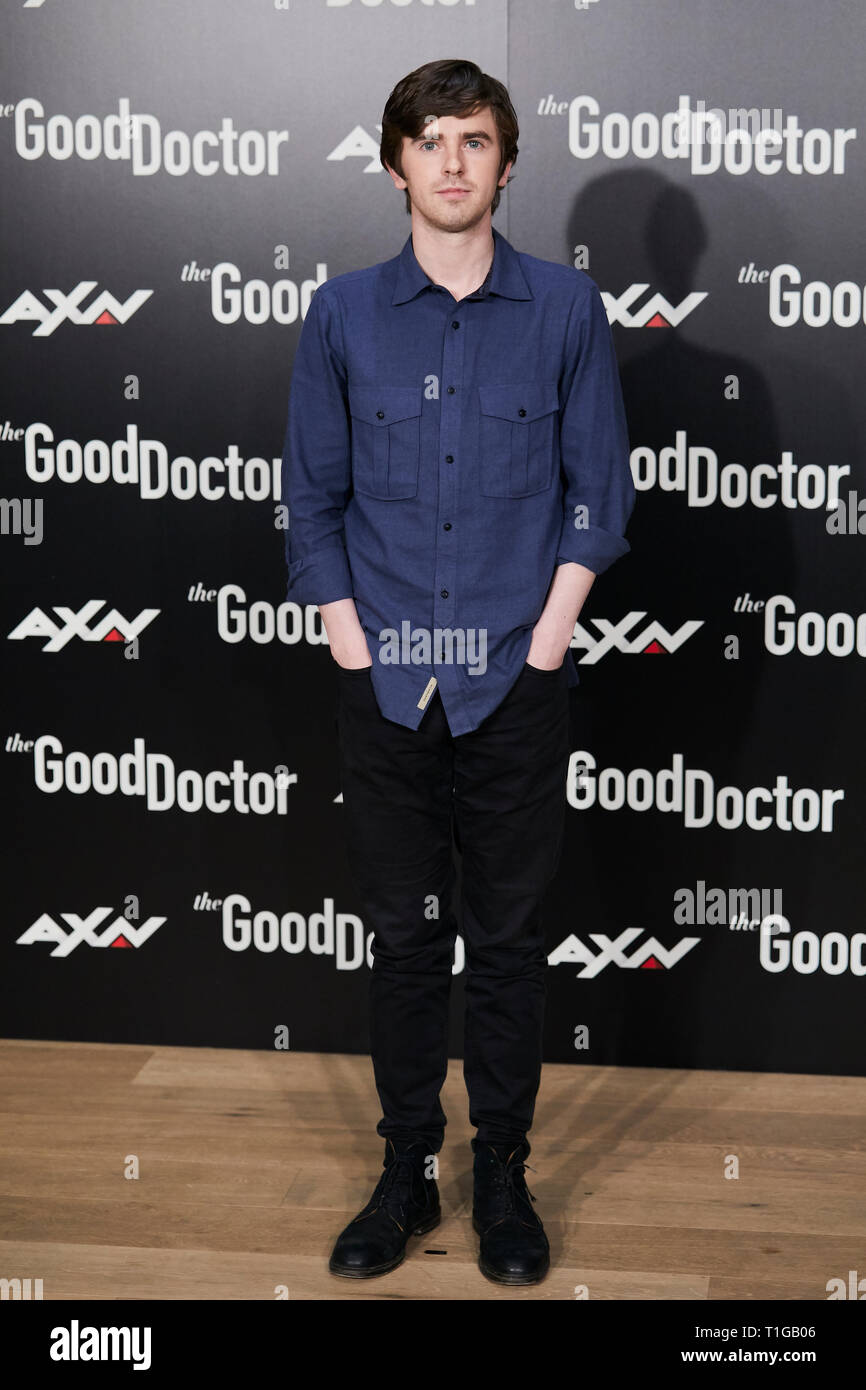 Freddie Highmore während der gute Doktor Fotoauftrag bei Urso Hotel in Madrid gesehen. Stockfoto