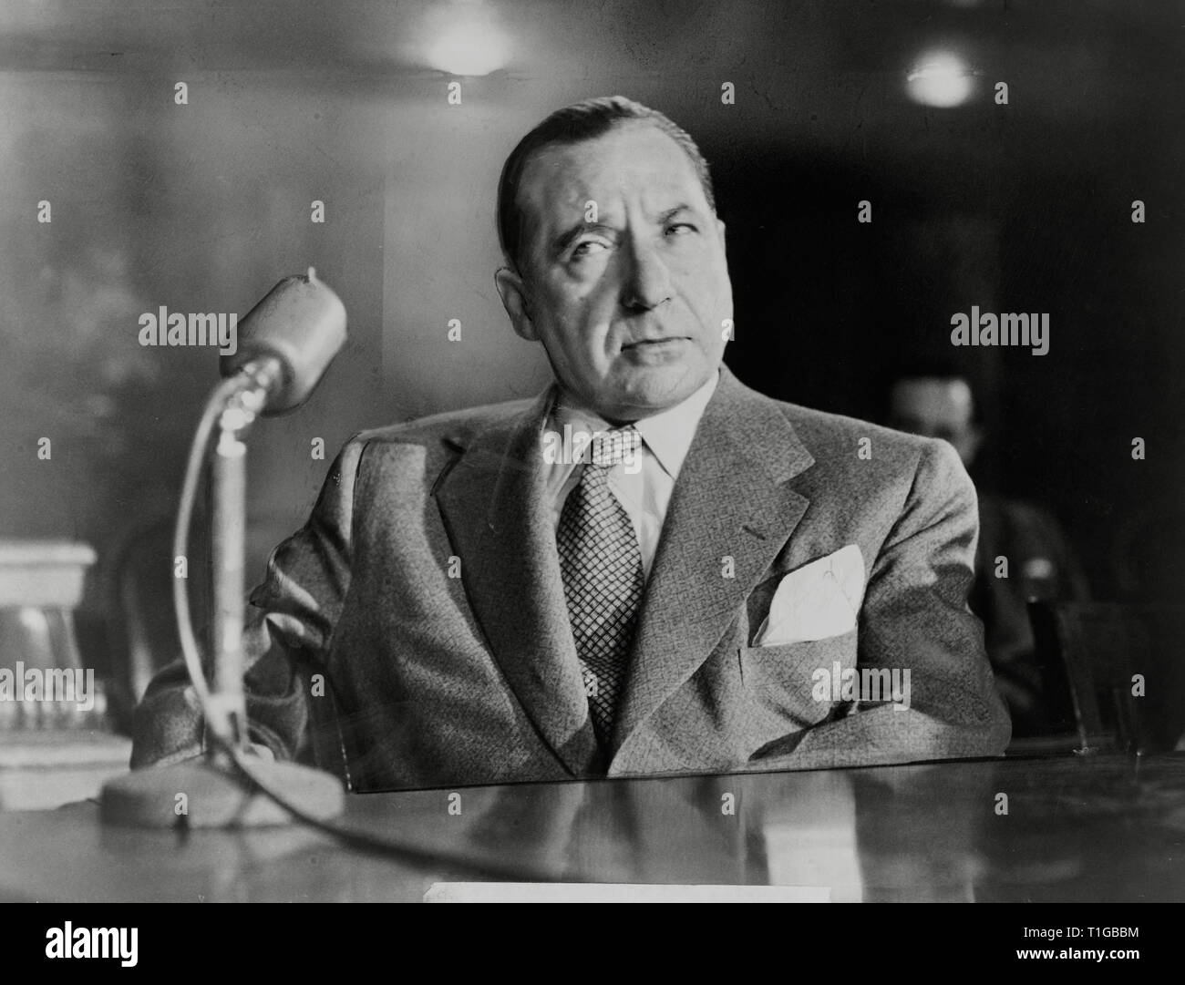 Frank Costello, American Gangster, vor dem kefauver Untersuchungsausschuss organisierte Kriminalität (1951) Datei Referenz Nr. 1003 817 THA Stockfoto