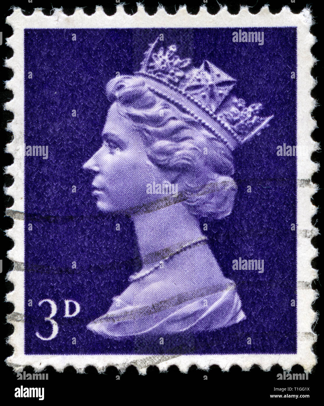 Briefmarke aus dem Vereinigten Königreich und Nordirland in die Queen Elizabeth II - Predecimal Machin Serie 1967 ausgestellt Stockfoto