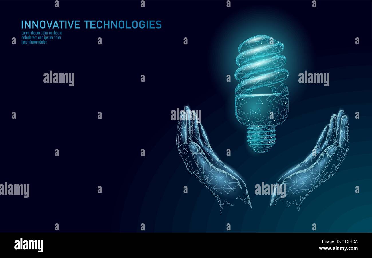 Welt der Earth Hour Glühbirne Konzept. Polygonale nacht Space Star dark blue sky Low Poly lampe Planet Erde Karte eco ökologie Umwelt Strom sparen Stock Vektor