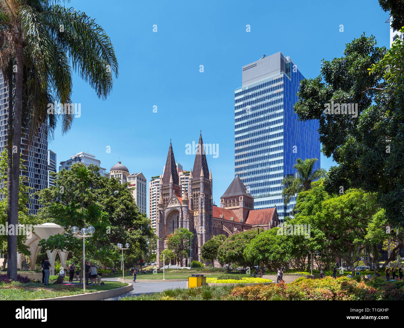 Brisbane Kathedrale. Die Kathedrale von St. John's, Cathedral Square, Central Business District, Brisbane, Queensland, Australien Stockfoto