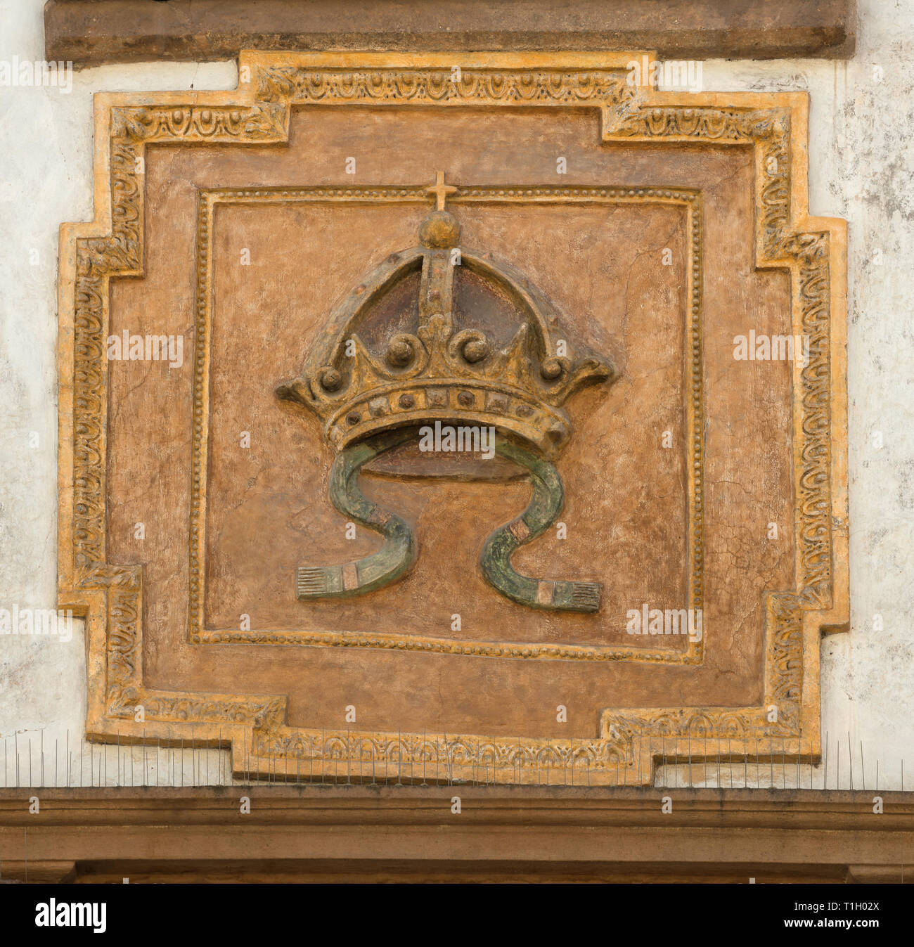 Dekoratives Element der alten Haus in Prag (melantrichova Str. 465/11) Stockfoto