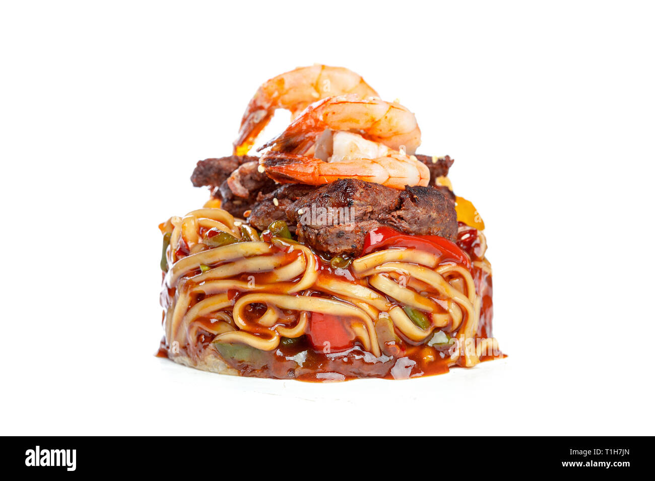 Chinese fast food aus dem Wok. Stockfoto