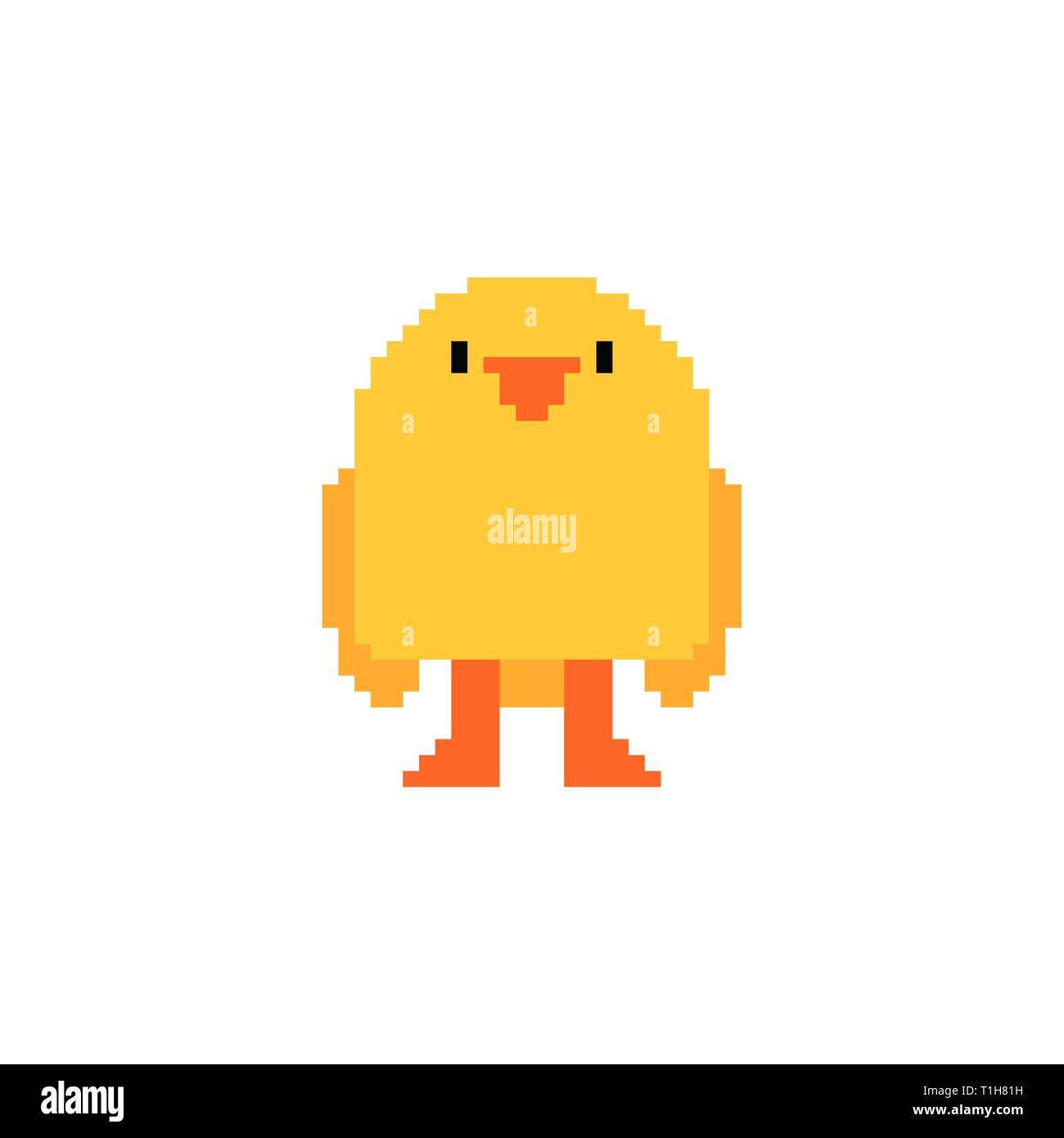Küken pixel Art wenig Huhn 8 Bit Stock-Vektorgrafik - Alamy