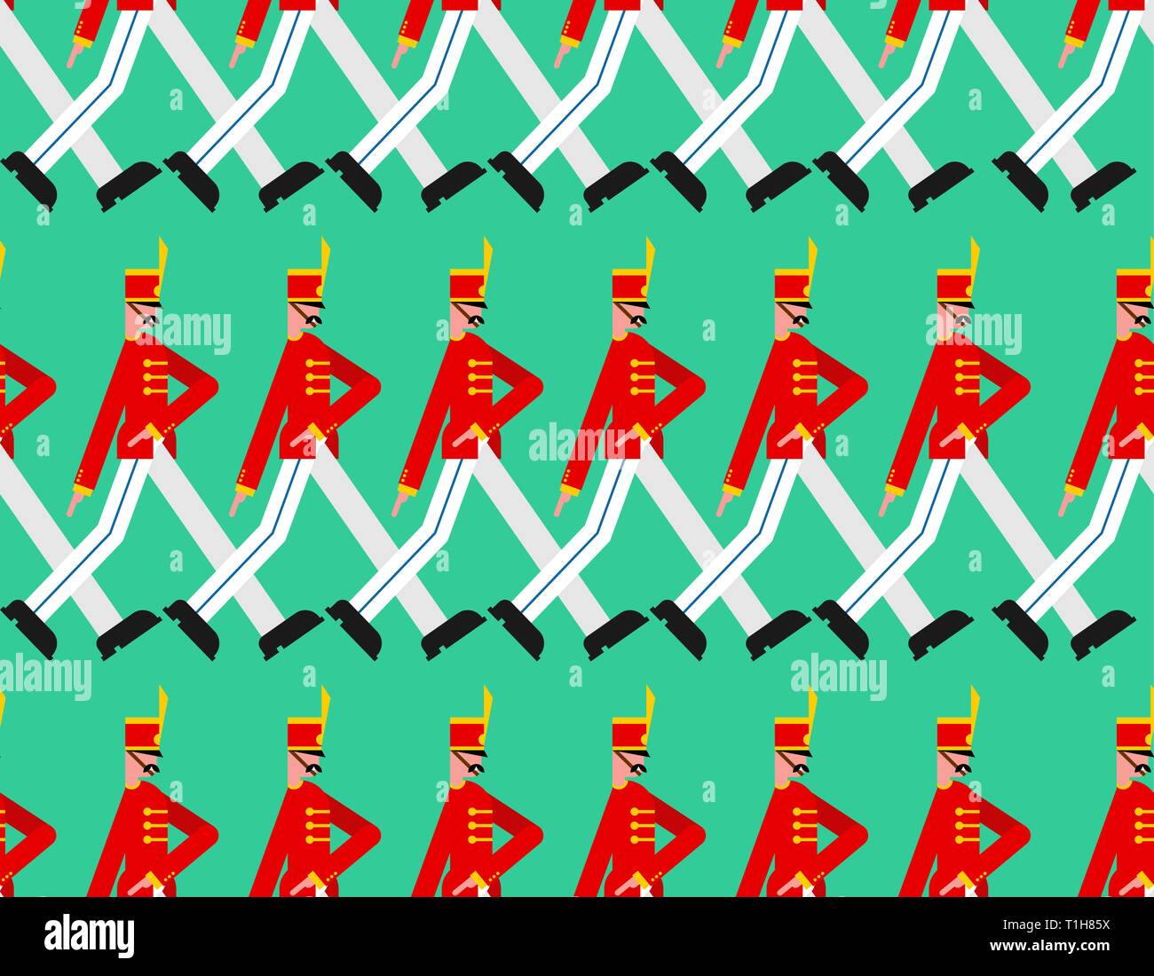 Soldaten auf der Parade Muster Nahtlose. Militärische urlaub Hintergrund. Scots Guards marching Ornament Stock Vektor