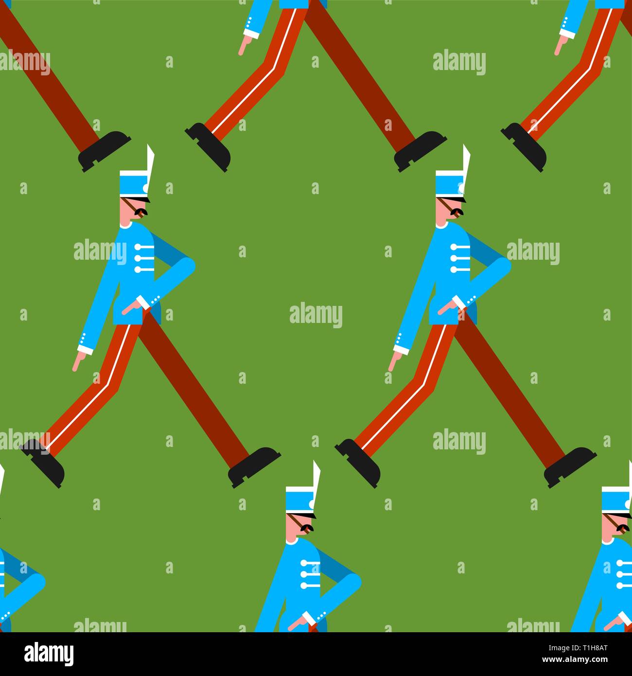 Soldaten auf der Parade Muster Nahtlose. Militärische urlaub Hintergrund. Scots Guards marching Ornament Stock Vektor