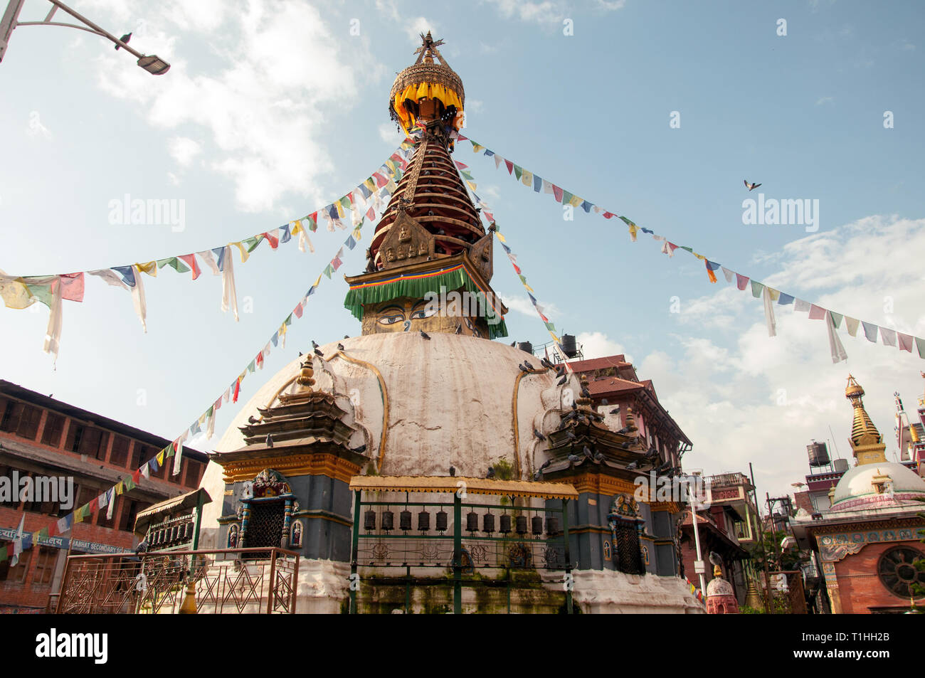 Goldene Stupa der buddhistischen Tempel, Thamel, Kathmandu, Nepal Stockfoto