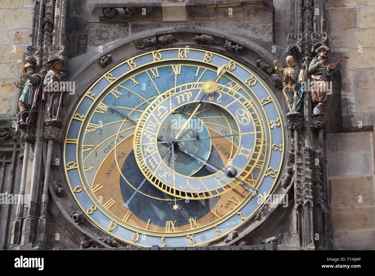 Nahaufnahme der astronomischen Uhr im Zentrum von Prag Stockfoto