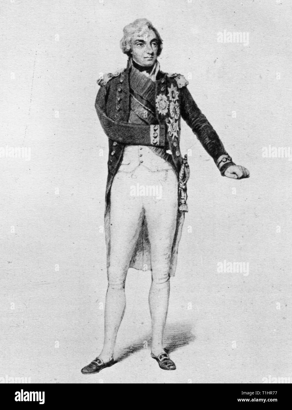 Admiral Horatio Nelson, 1. Viscount Nelson (1758-1805), c1802. Nach Henry Edridge (1768-1821). Nelson war vor allem für seine Führungsqualitäten und seine strategischen Fähigkeiten sowie seine unkonventionellen Taktiken bekannt, insbesondere während der Napoleonischen Kriege. Er wurde im Kampf mehrmals verletzt, verlor einen Arm und den Anblick auf einem Auge. Von seinen Siegen ist der berühmteste die Schlacht von Trafalgar im Jahr 1805, bei der er angeschossen und getötet wurde. Stockfoto
