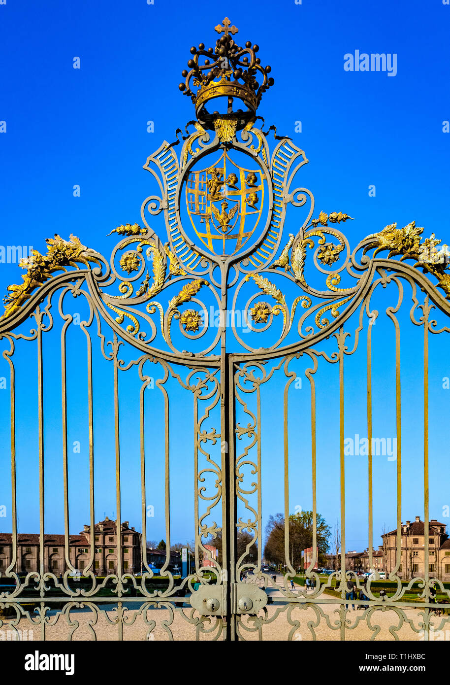 Italien Piemont Stupinigi - Savoy royal Jagdschloss - königliche Tor Stockfoto