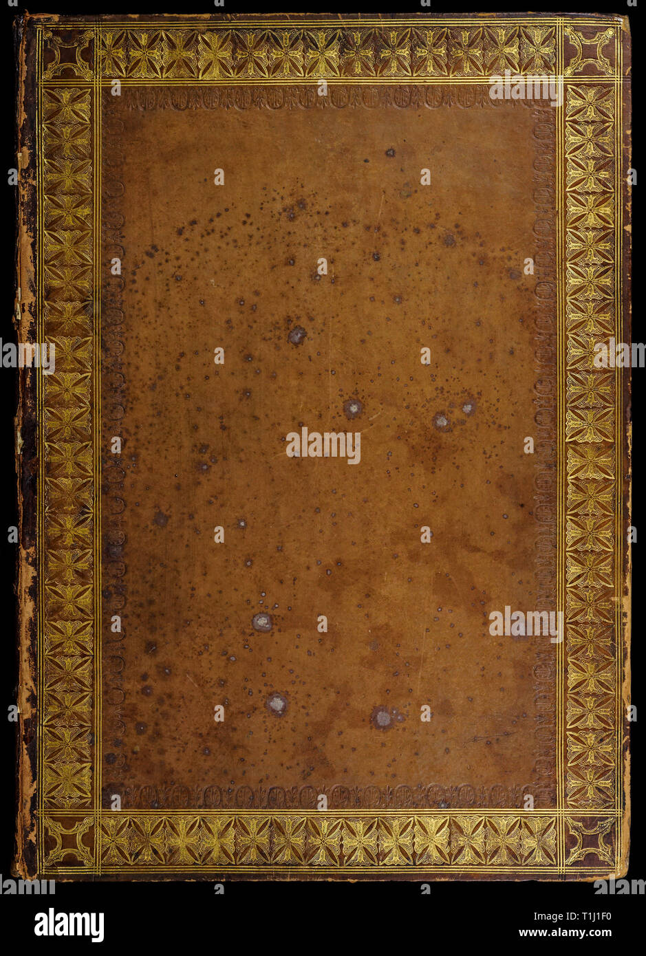 Antike vergoldeten Leder Buch Cover Stockfoto