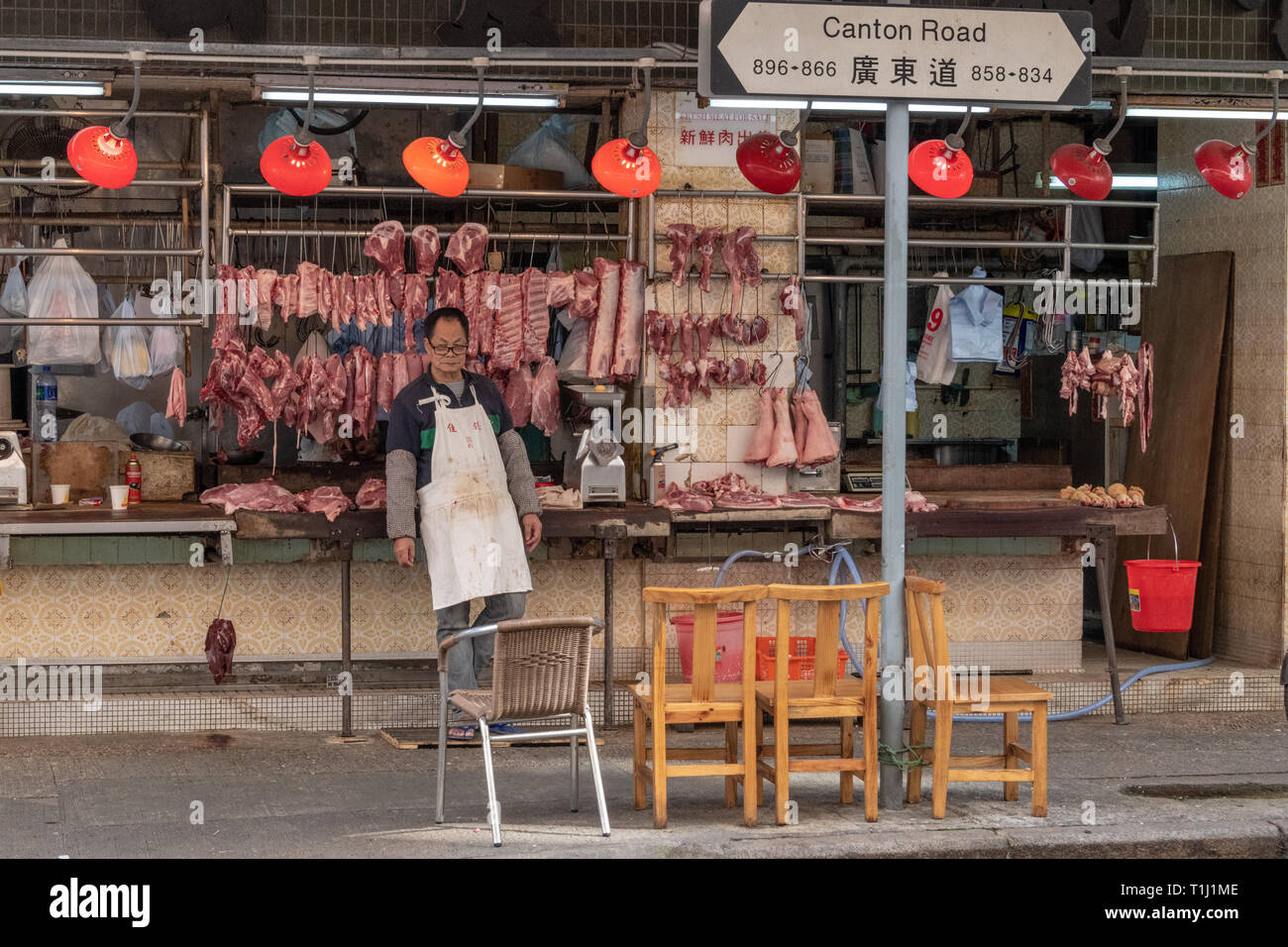 Fleisch abstirbt, Mong Kok, Hong Kong Stockfoto
