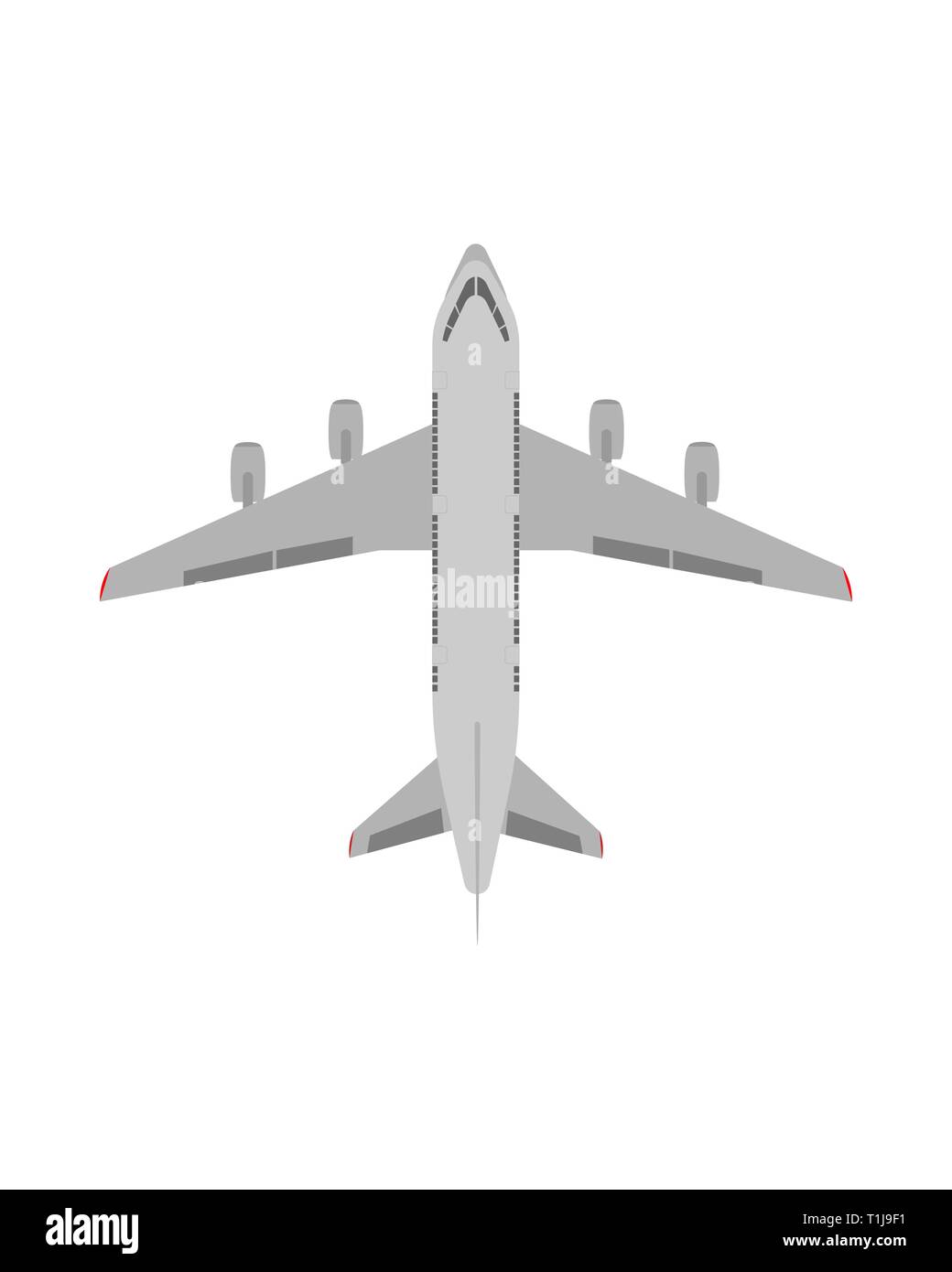 Weiß Passagierflugzeug. Blick von oben. Flache Bauform. Vector Illustration Stock Vektor