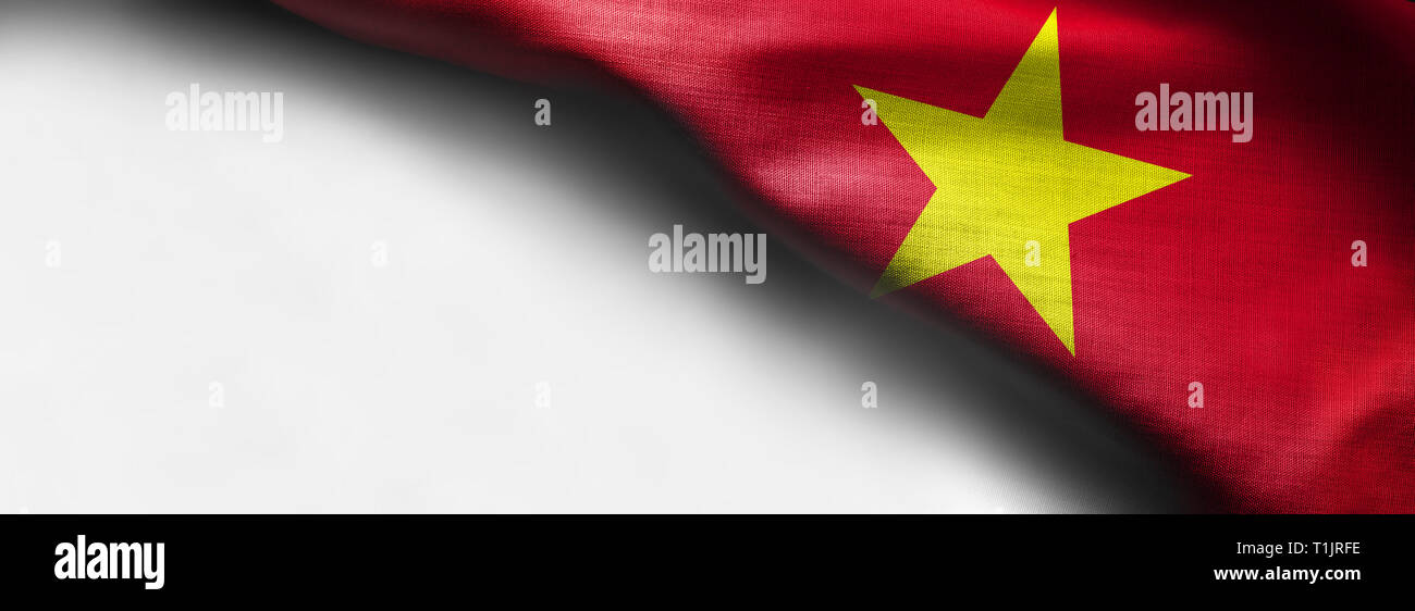 Wehende Flagge von Vietnam - auf weißem Hintergrund - rechten oberen Ecke Flagge Stockfoto