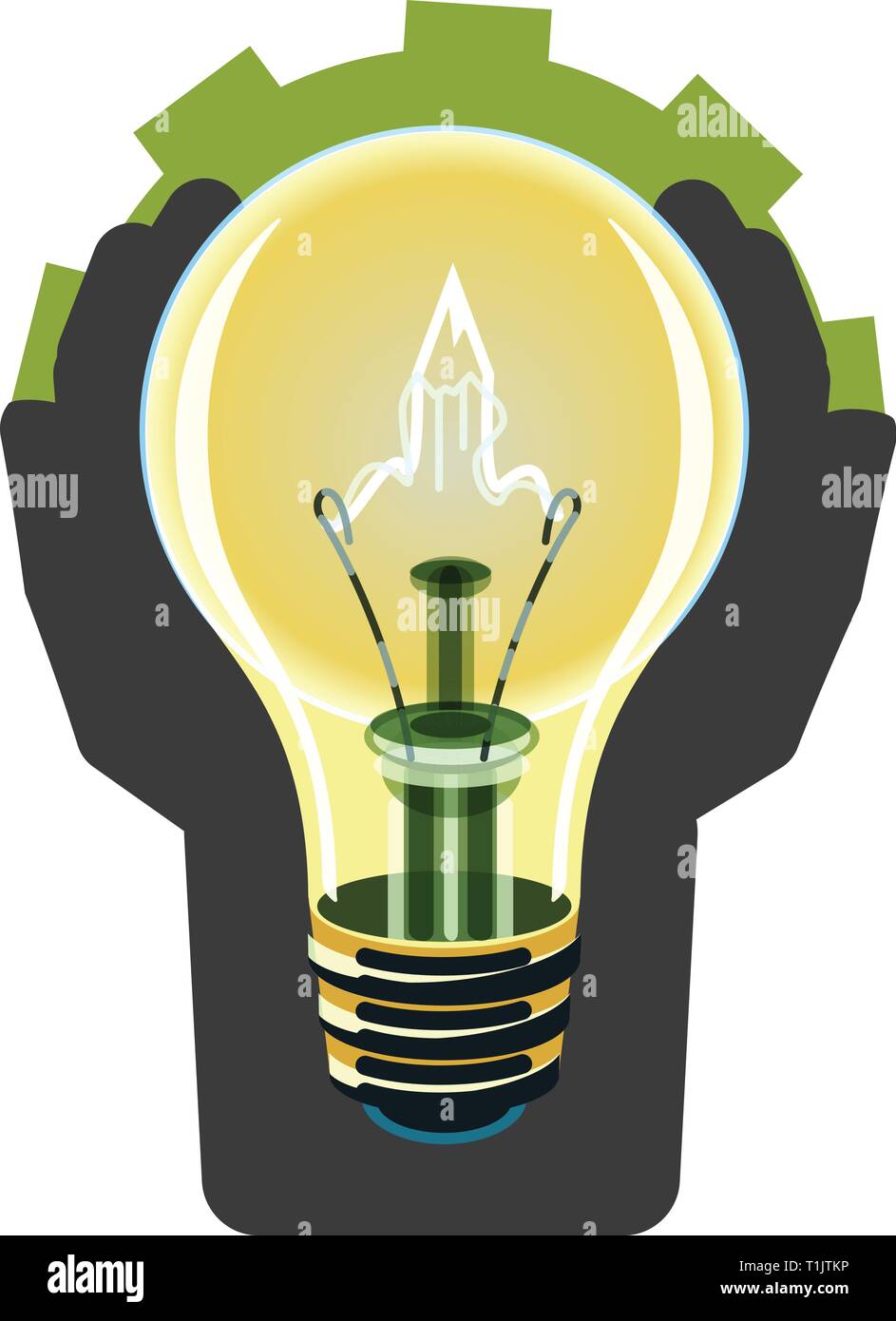 Leuchten, Lampen, Leuchten, durch ein Rädchen geformte Hintergrund mit einer elektrischen Ladung in der Mitte, zwischen den Elektroden umgeben Stock Vektor