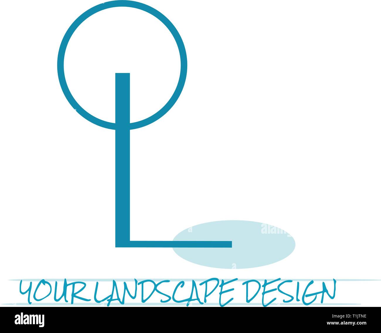 Kreis baum Grafik L-Form mit Schattenwurf einfache landscaping Design Konzept Stock Vektor