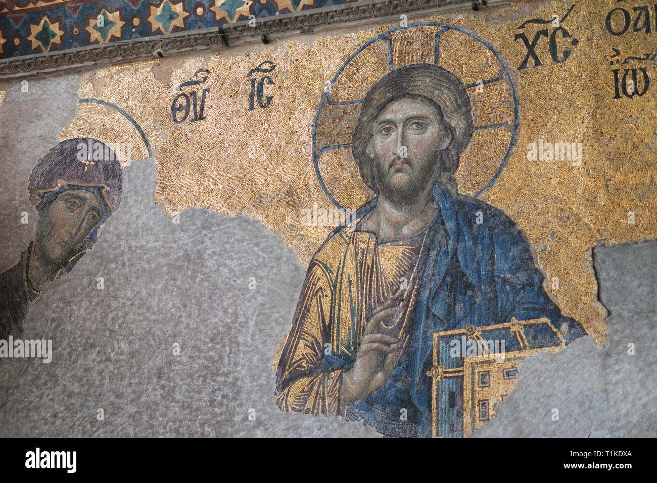Mosaik von Jesus Christus in der alten Kirche der Hagia Sophia (auch "Heilige Weisheit, Sancta Sophia, Sancta Sapientia oder Ayasofya) in Istanbul, Türkei Stockfoto