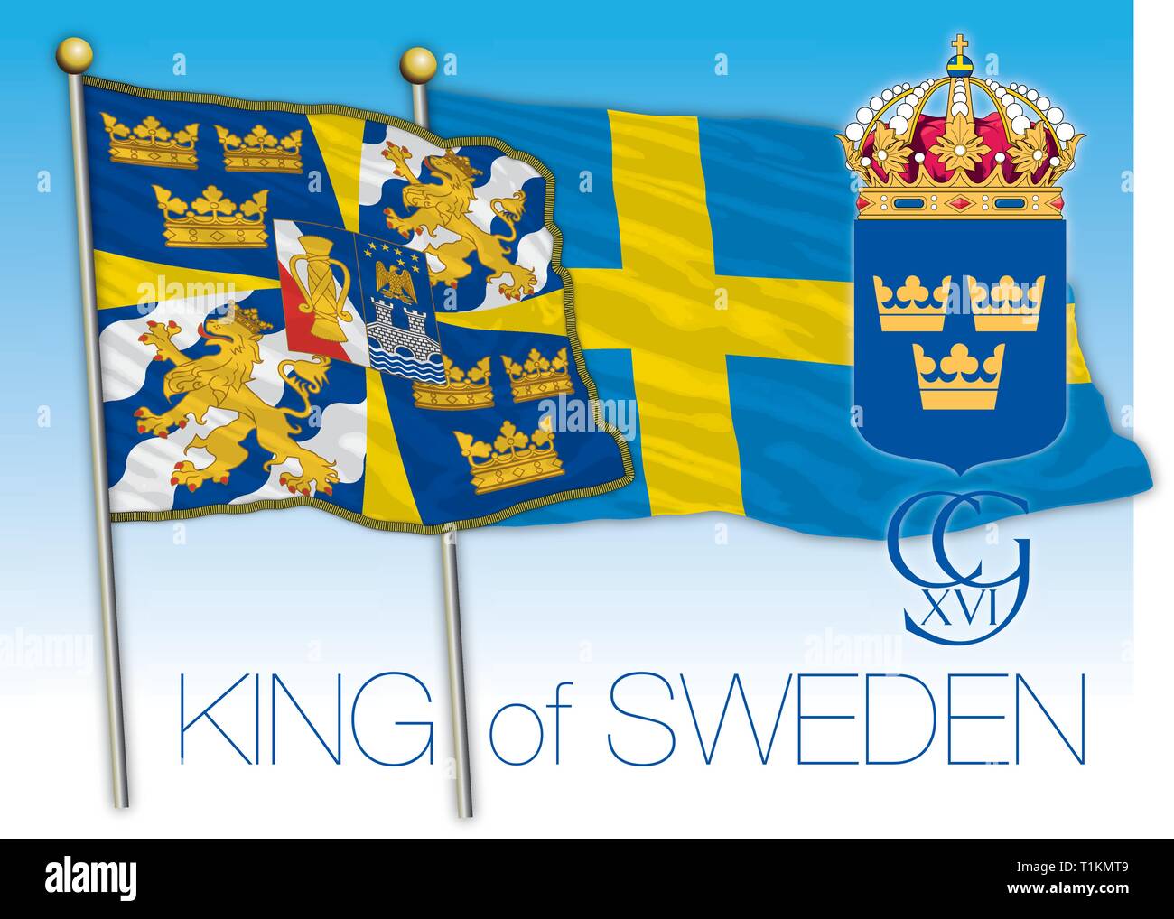 König von Schweden Flagge, Schweden, Vektor, Abbildung Stock-Vektorgrafik -  Alamy