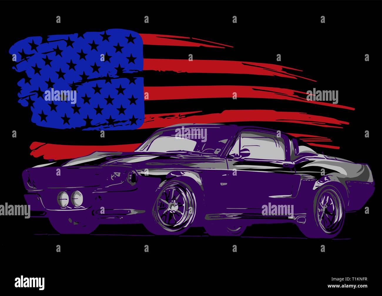 Vektor Grafik Design Illustration eines amerikanischen Muscle Car Stock Vektor