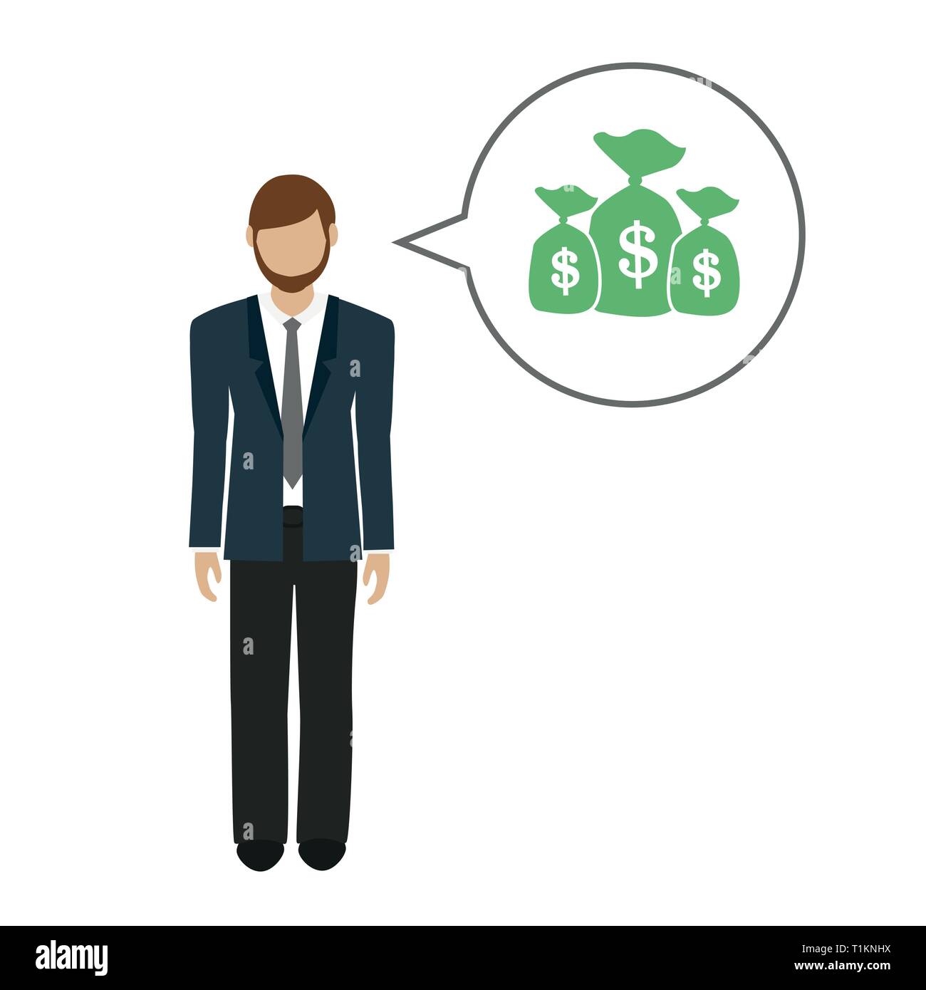Business mann Charakter spricht über Geld dollar Vektor-illustration EPS 10. Stock Vektor