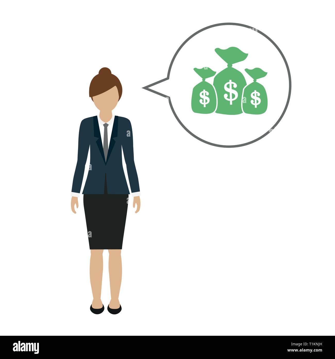 Business woman Charakter spricht über Geld dollar Vektor-illustration EPS 10. Stock Vektor