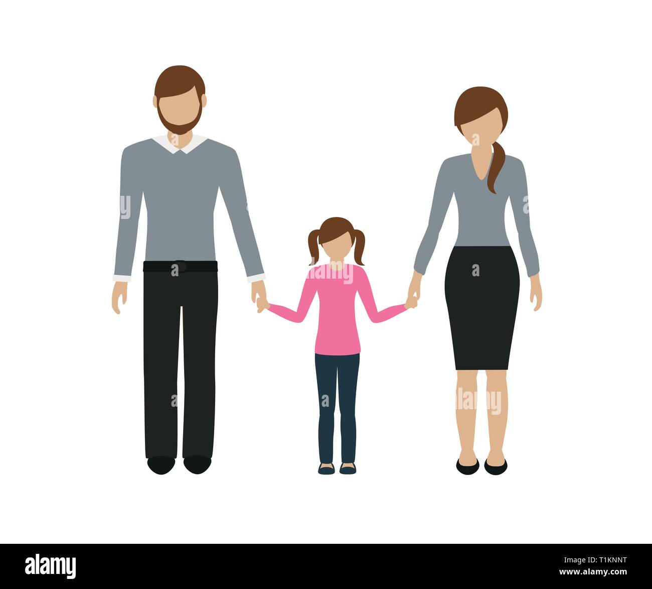 Familie zeichen Mutter Vater und Tochter auf weißem Hintergrund Vektor-illustration EPS 10 isoliert Stock Vektor