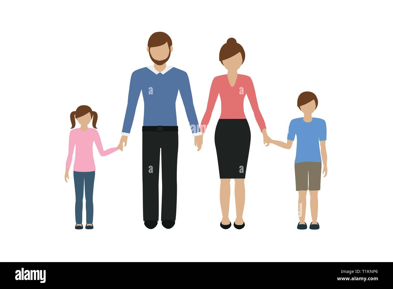 Familie zeichen Mutter Vater Junge und Mädchen auf weißem Hintergrund Vektor-illustration EPS 10 isoliert Stock Vektor