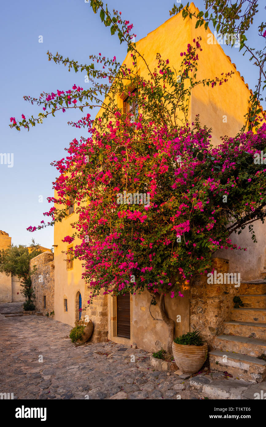 Monemvasia bei Sonnenaufgang in Griechenland Stockfoto