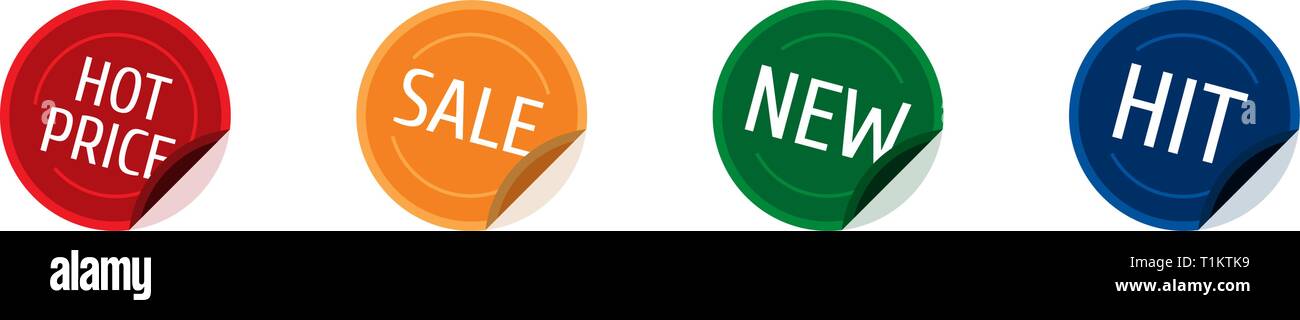 Verkauf schlagen neue heiße Preis Farbe rund Abzeichen Aufkleber Aufkleber Vektor isoliert Stock Vektor