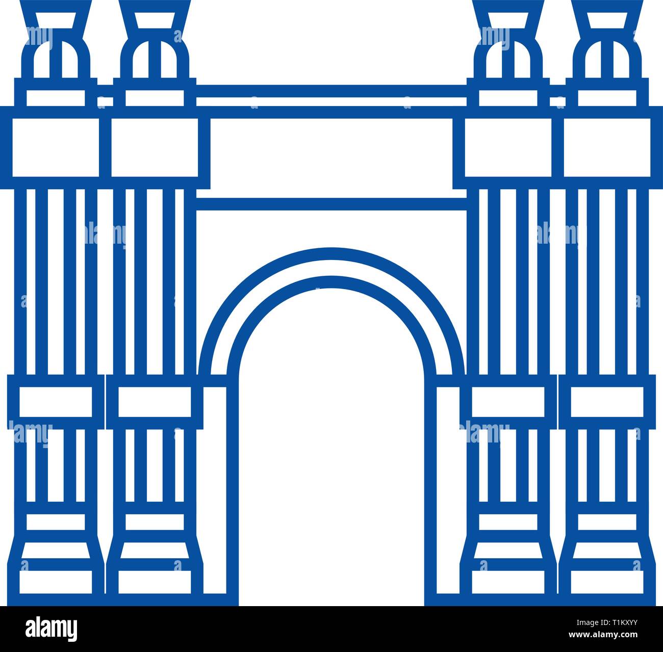 Triumphbogen Symbol Leitung Konzept. Triumphbogen flachbild Vektor Symbol, Zeichen, umriss Abbildung. Stock Vektor