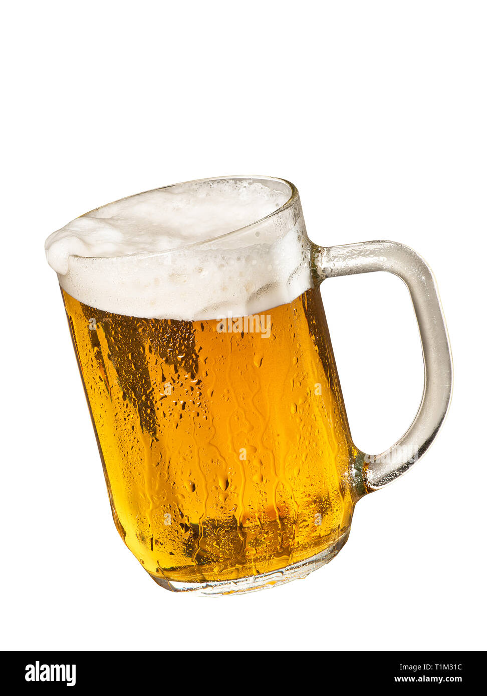 Glas Bier auf weißem Hintergrund Stockfoto