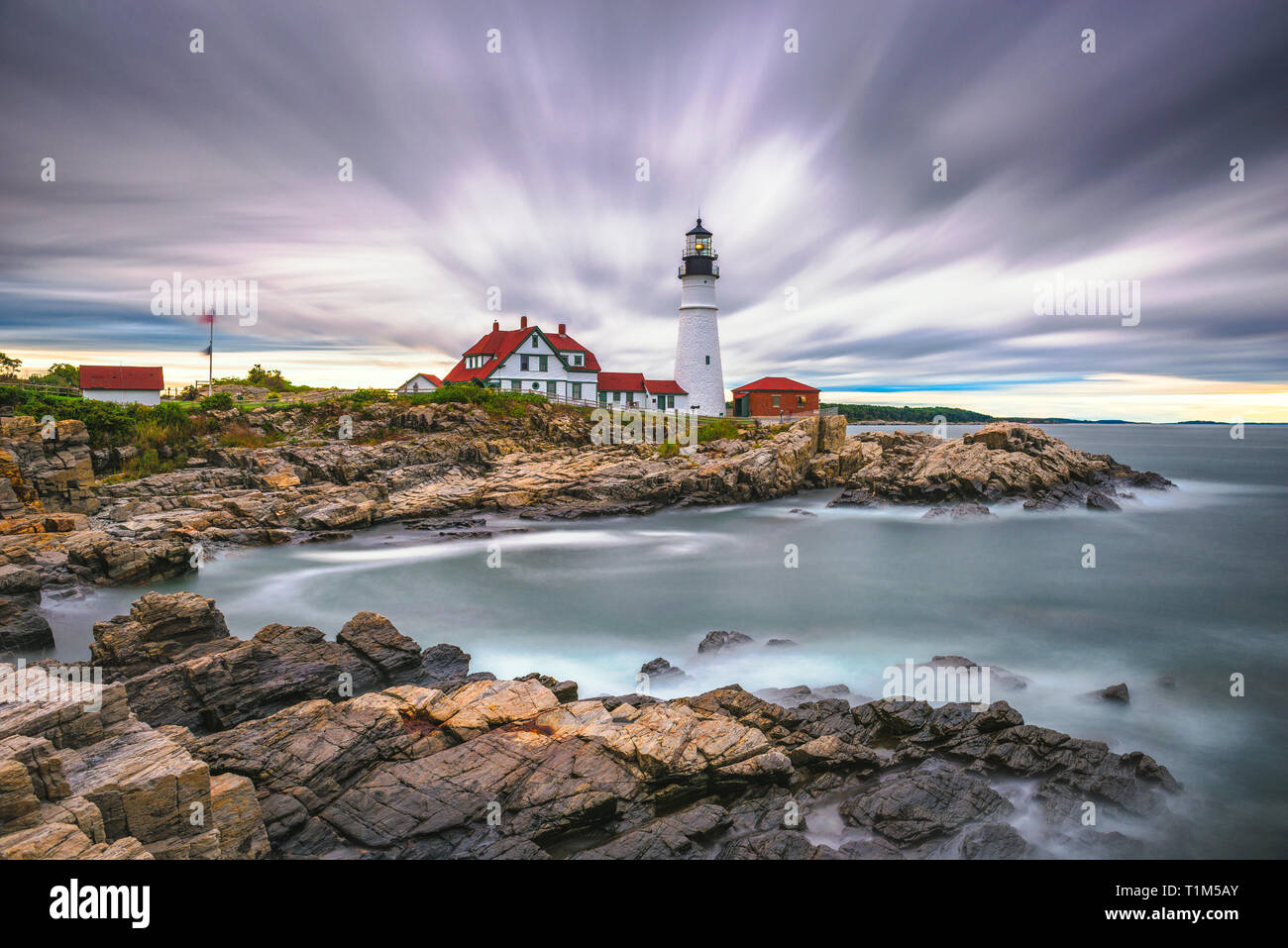 Cape Elizabeth, Maine, USA an der Portland Head Light. Stockfoto
