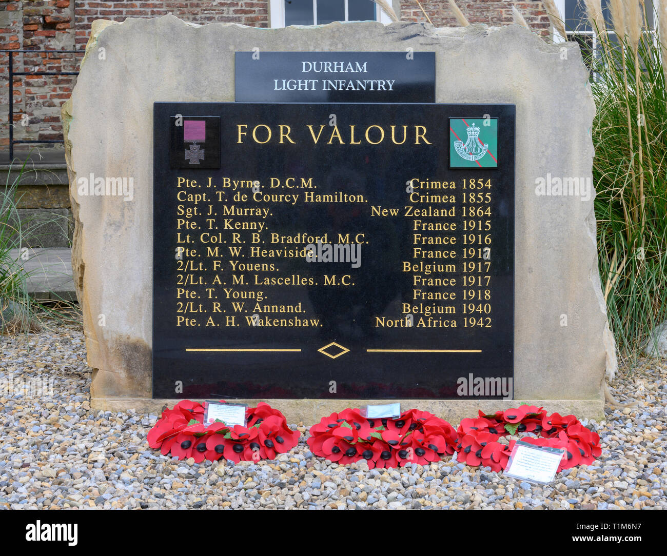 Durham Light Infantry Gedenkstein im Palace Green, Durham, Northumberland, England, Großbritannien Stockfoto