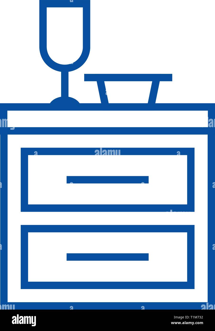 Küchenschrank Symbol Leitung Konzept. Küchenschrank flachbild Vektor Symbol, Zeichen, umriss Abbildung. Stock Vektor