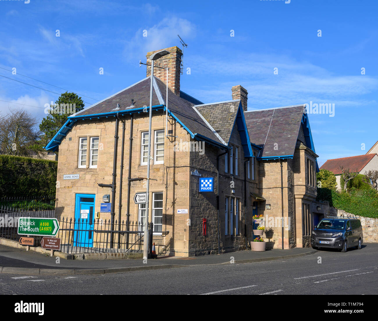 Polizei Schottland Polizeistation in der Stadt Coldstream, Scottish Borders, Schottland, Großbritannien Stockfoto