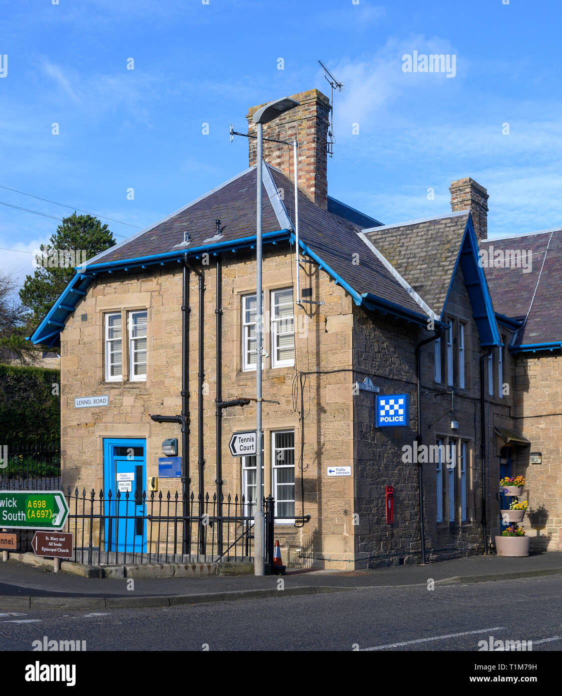 Polizei Schottland Polizeistation in der Stadt Coldstream, Scottish Borders, Schottland, Großbritannien Stockfoto