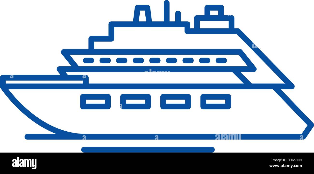 Luxusyacht Symbol Leitung Konzept. Luxusyacht flachbild Vektor Symbol, Zeichen, umriss Abbildung. Stock Vektor