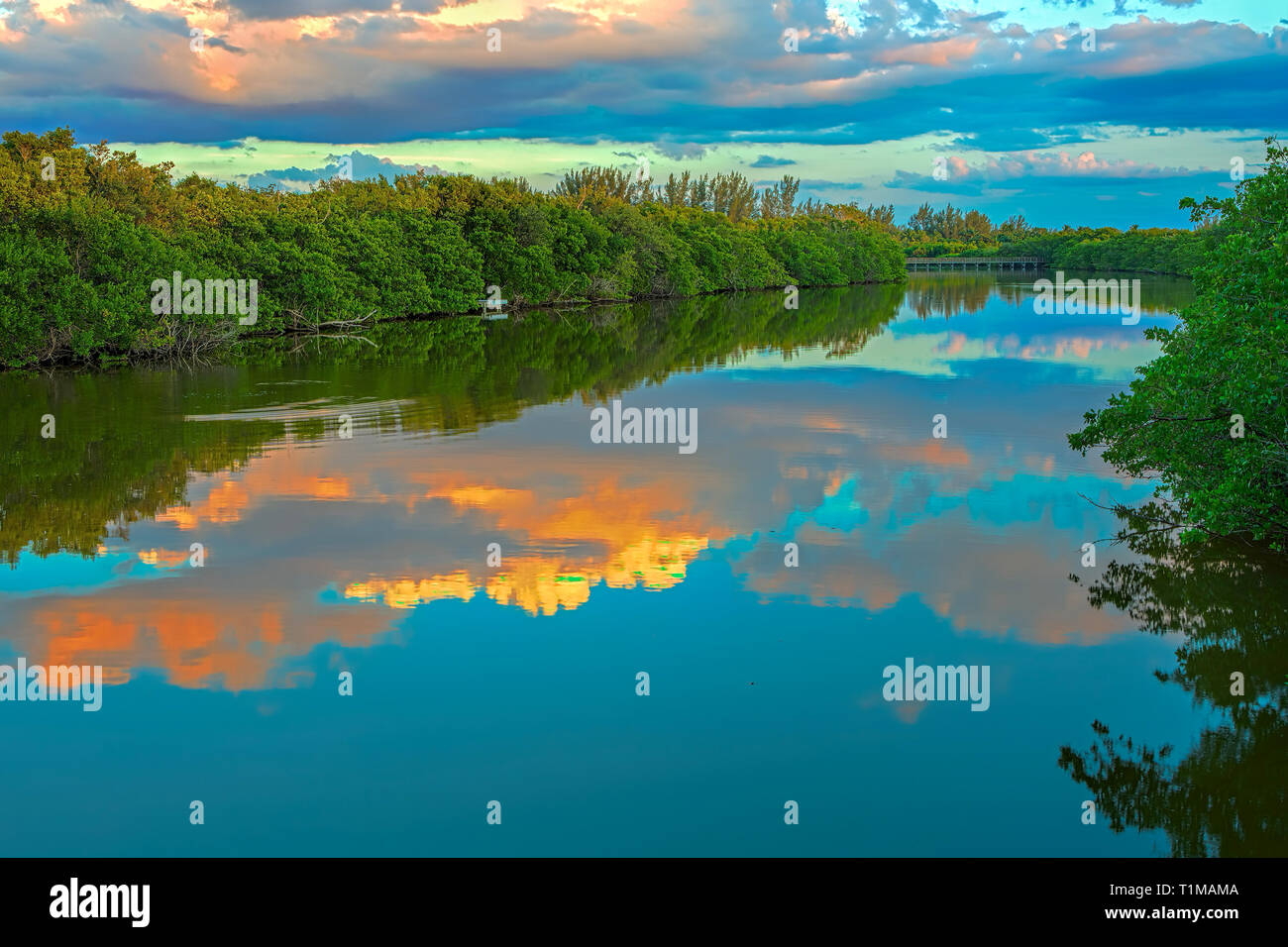 Sonnenuntergang von Bowman's Beach, Florida Stockfoto