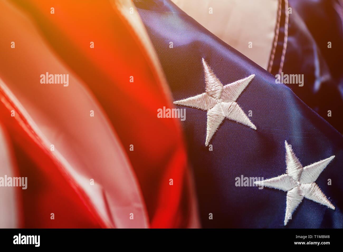 4. Juli, Tag der Unabhängigkeit und zerknittert american flag Konzept, USA Fahne mit Stars und Stripes für als Symbol des Patriotismus und nationalen Stolz Stockfoto