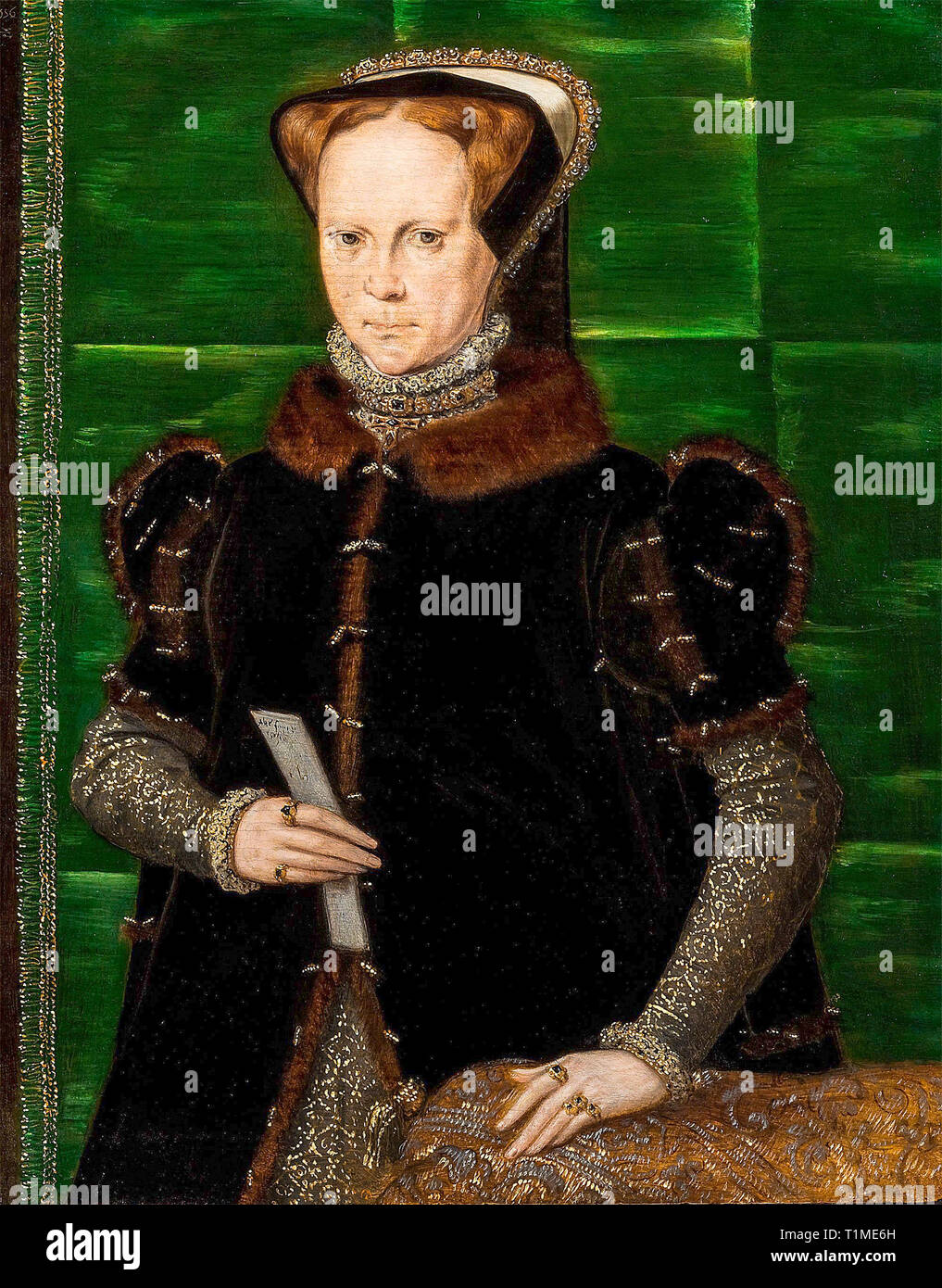 Portrait von Maria I. von England (1516-1558) 'Bloody Mary', ca. 1555, Hans Eworth Stockfoto