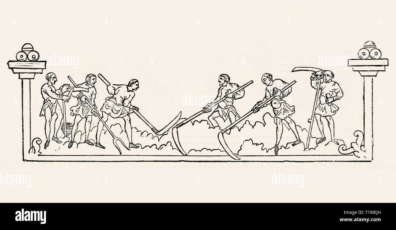 Die angelsächsischen Kalender, Juli, vor der normannischen Eroberung 1066, Illustration von John's Cassell Illustrated Geschichte Englands, Bd. I aus der frühesten Periode der Herrschaft von Edward der Vierten, Cassell, Petter und Galpin, 1857 Stockfoto