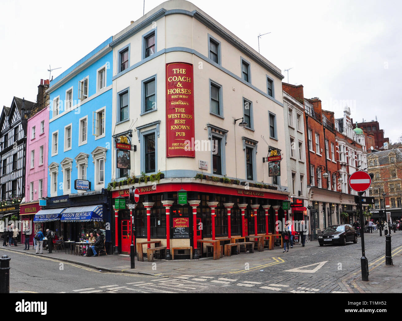 Der Coach & Horses, griechische Straße/Romilly Street, Soho, London, England, Großbritannien Stockfoto
