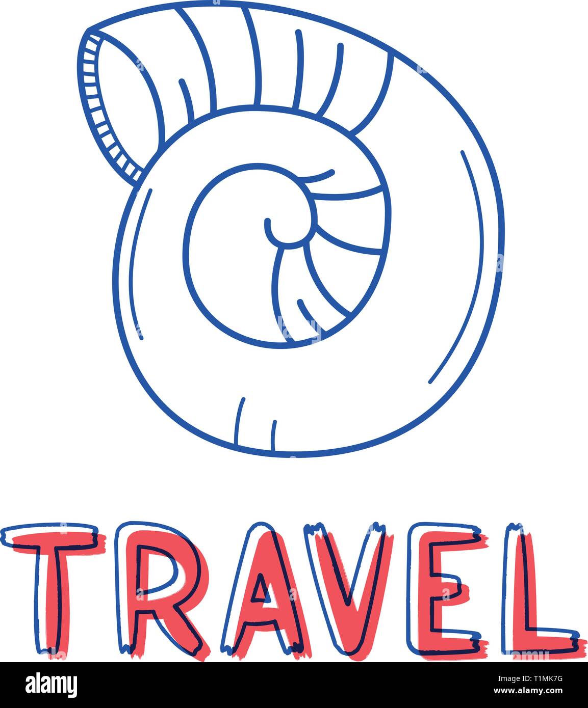 Hand zeichnen sea shell Icon in doodle Style für Ihr Design mit Schriftzug. Stock Vektor