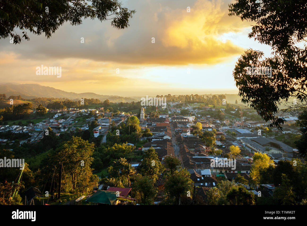 Ansicht des Salento Dorf in der Region von Quindio, Kolumbien Stockfoto
